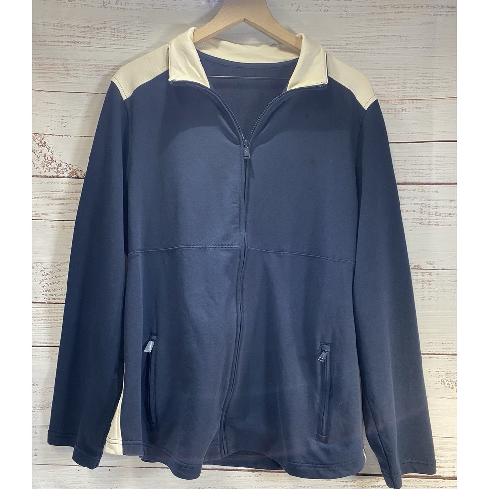 Lauren Ralph Lauren Women's Track Jacket Size 2X Blue & Cream Full Zip Cotton - Picture 6 of 12